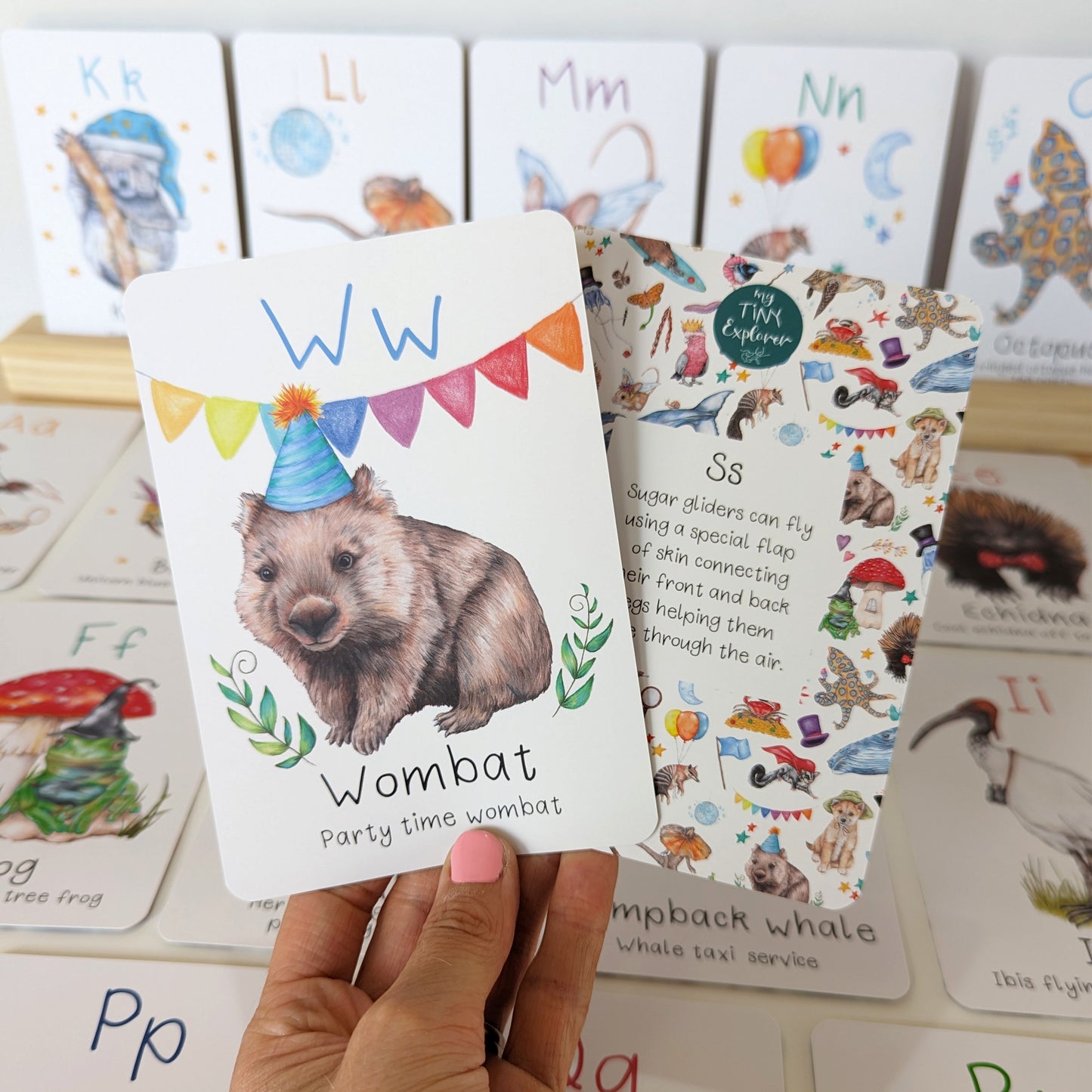 Hand drawn alphabet flashcards by local artist - shop in store at thirroul + co
