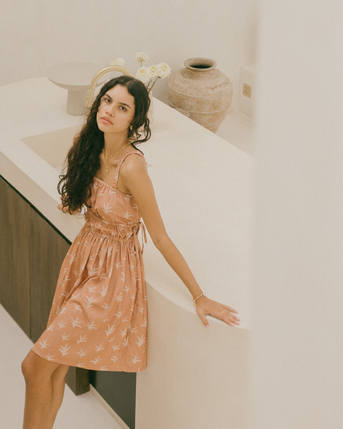 Flowy summer dress with scrunch straps and ruching - slow fashion brands Australia - Malia the label 