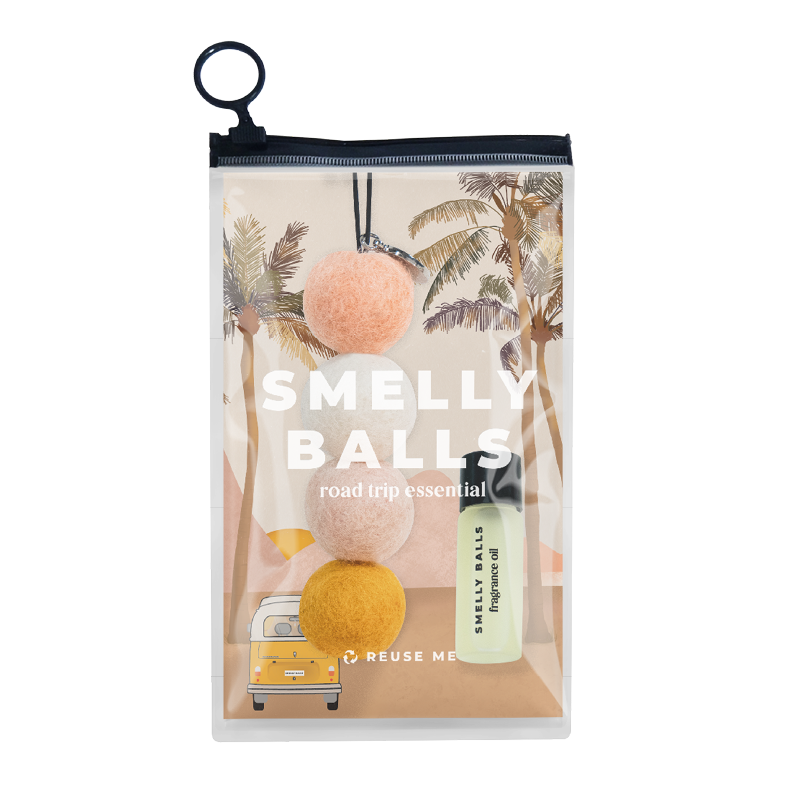 Packaged product with 'Smelly Balls' on a white background