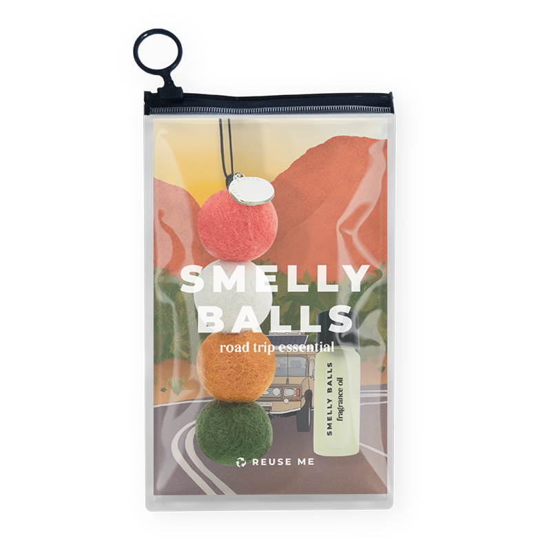 Packaged product with 'Smelly Balls' on a white background